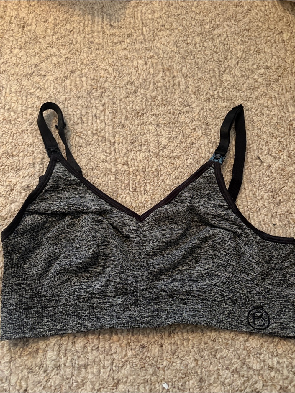 Bravado Heather Charcoal Gray Nursing Sports Bralette